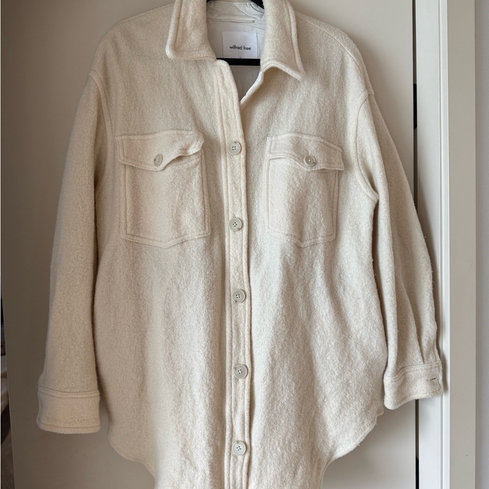 Wilfred Cream Teddy Shacket with Chest Pockets